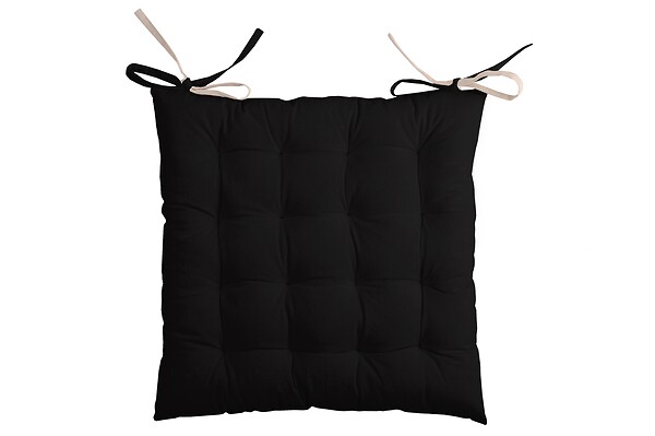 LOVELY - Duo de galettes de chaise 40x40cm - Noir/Lin - large