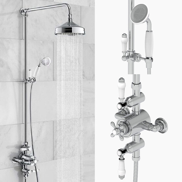 ROGIER & MOTHES - Ensemble de douche thermostatique rétro HELEN 2 sorties - large