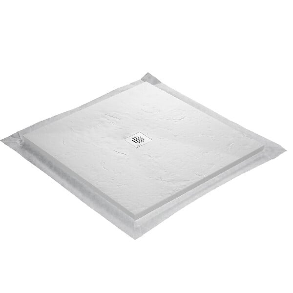 U-TILE - Receveur de douche blanc 80 x 80 cm en résine aspect ardoise - grille carrée - large