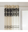 ATMOSPHERA - Voilage à œillets Beige Lin motif Noir 140 x 240 cm - vignette