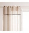 ATMOSPHERA - Voilage à œillets Beige Lin avec volant et liseré Noir 140 x 240 cm - vignette