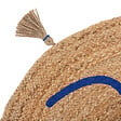 ATMOSPHERA - Tapis décoratif en Jute imprimée Bleu avec pompons D 78 cm - vignette