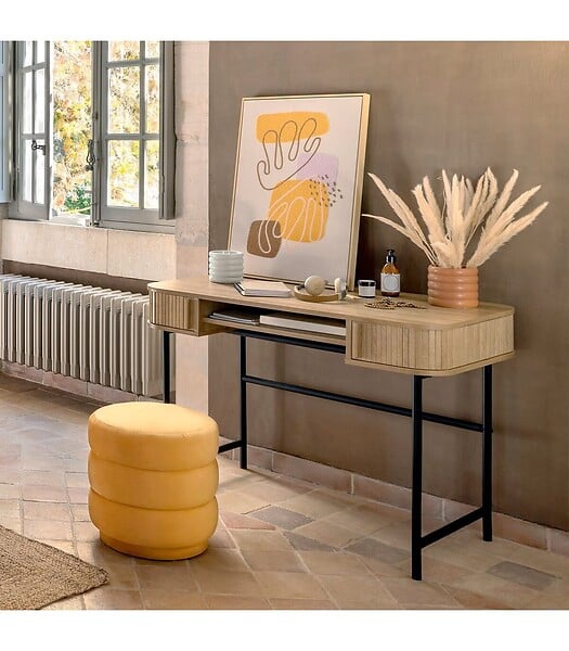 ATMOSPHERA - Bureau 2 portes en Bois et pieds en Acier - large