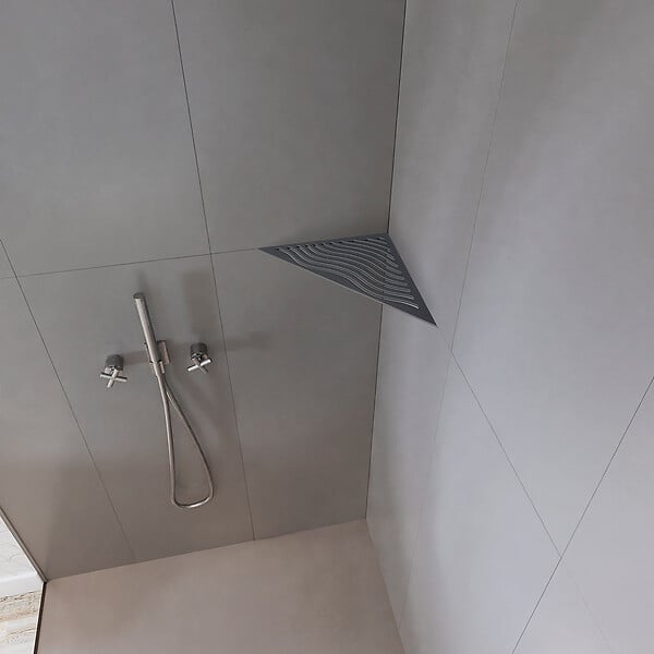 U-TILE - Tablette d'angle douche  Gris ardoise Aqua - triangle - large