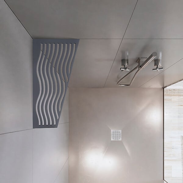 U-TILE - Tablette d'angle douche  Gris ardoise Aqua - rectangle - large