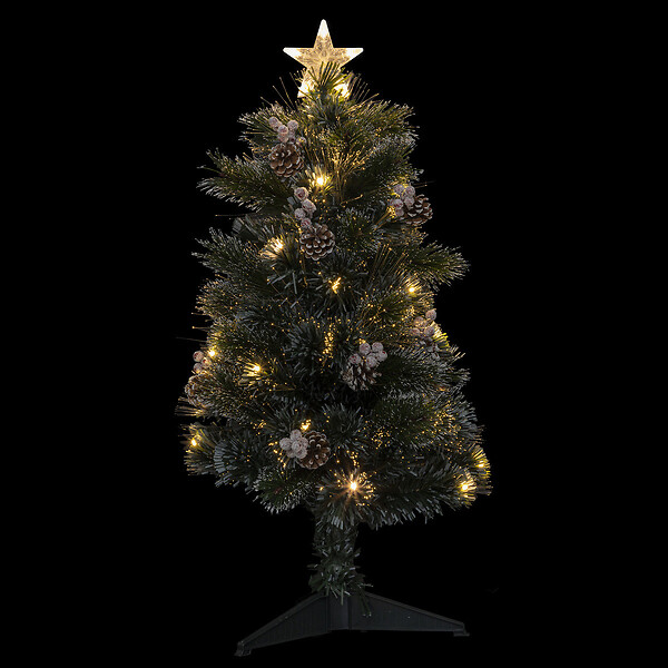 FEERIC LIGHTS & CHRISTMAS - Sapin de Noël artificiel lumineux avec Pommes de Pin et Baies rouges H 90 cm - large
