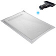 U-TILE - Receveur de douche blanc 120 x 80 cm ultra léger en résine aspect ardoise - grille caniveau - vignette