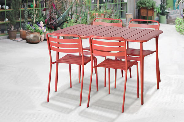 Table de jardin Honfleur - Acier - Terracotta - 6 personnes - large