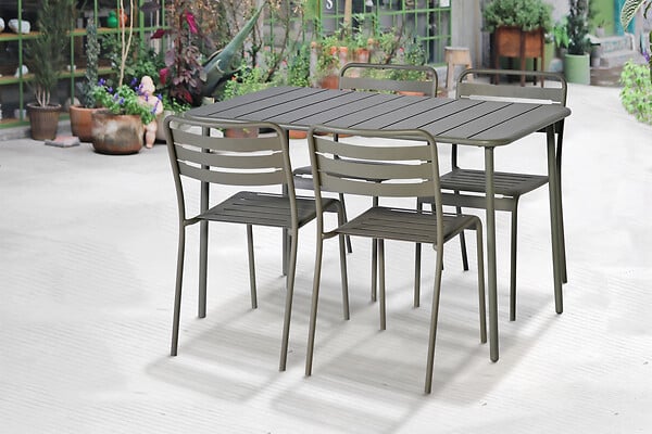Table de jardin Honfleur - Acier - Vert - 6 personnes - large