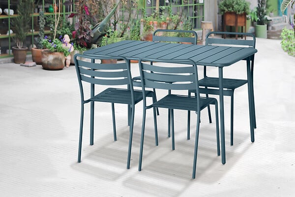 Table de jardin acier Honfleur – Bleu – H.72xL.120xP.70cm - large