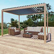 Pergola à lames orientables en aluminium imitation bois - 4x3m - H.250xL.391xP.301cm - vignette