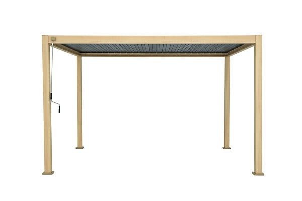 Pergola à lames orientables en aluminium imitation bois - 4x3m - H.250xL.391xP.301cm - large