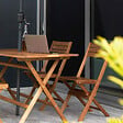 OVIALA - Table de terrasse et 4 chaises pliantes en bois - Sete - vignette