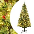VIDAXL - vidaXL Sapin de Noël pré-éclairé et pommes de pin vert 120cm PVC et PE - vignette