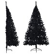 VIDAXL - vidaXL Demi sapin de Noël artificiel avec support Noir 210 cm PVC - vignette