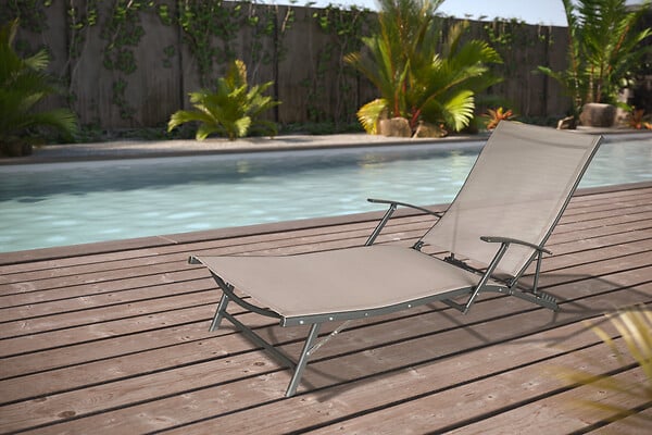 Bain de soleil Morena en métal coloris gris anthracite et tissu taupe - large