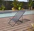 Transat de jardin pliant MALOU en métal coloris taupe-dossier réglable - vignette