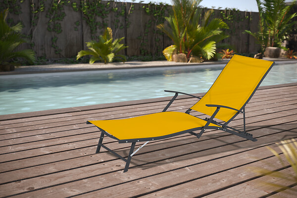 Bain de soleil Morena en métal gris anthracite et tissu jaune - large