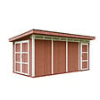 TIMBELA - Abri de Jardin Qualité Premium 8.52+2.95 m² - Kit tout compris avec sol, tuiles bitumineuses, set de peinture-Construction de Panneaux LP Smartside- Cabane de Jardin Timbela M905C REDWOOD RED - vignette