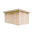 TIMBELA - Abri de Jardin Qualité Premium 8.52+2.95 m² - Kit tout compris avec sol, tuiles bitumineuses, set de peinture-Construction de Panneaux LP Smartside- Cabane de Jardin Timbela M905C REDWOOD RED - vignette