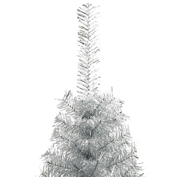 VIDAXL - vidaXL Demi sapin de Noël artificiel avec support argenté 240 cm PET - large