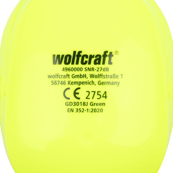 WOLFCRAFT - Casque antibruit enfant - Néoprène - Vert - 27 dB - large