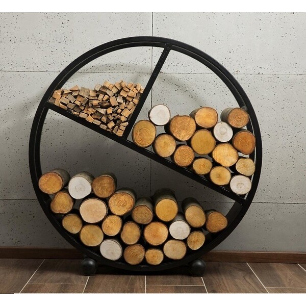 COOK KING - Range-bûches rond DIEGO en acier noir Ø 80 cm - large