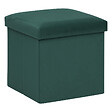 ATMOSPHERA - 2 en 1 Pouf pliant et coffre de rangement Velours Vert cèdre 38 x 38 cm - vignette