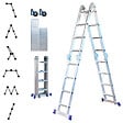 HOSTRÃ–M - Echelle pliante articulée STAVALANCE 4x4 marches, echafaudage multifonction, ecarteur de mur, escabeau, 2 plaques plateforme de travail, Hostrom - vignette