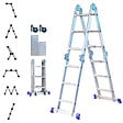 HOSTRÃ–M - Echelle pliante articulée STAVALANCE 4x3 marches, echafaudage multifonction, ecarteur de mur, escabeau, 2 plaques plateforme de travail, Hostrom - vignette
