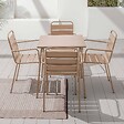 OVIALA - Ensemble table de jardin carrée et 4 fauteuils acier taupe - Palavas - vignette