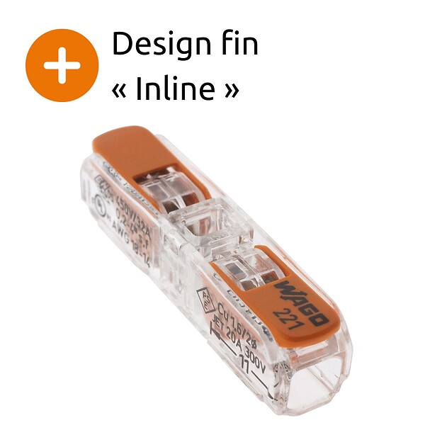WAGO - Lot de 60 bornes WAGO 221 Inline 2x4mm² à leviers souple & rigide - large