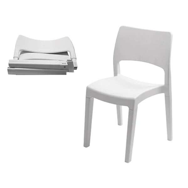 PROGARDEN - Chaise PVC blanche Intérieur/extérieur empilable et démontable 50x51xH82cm PRO - large