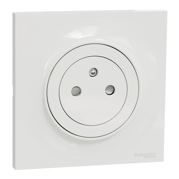 SCHNEIDER ELECTRIC - Prise 2P+T affleurante Odace - Blanc - Plaque et griffes - large