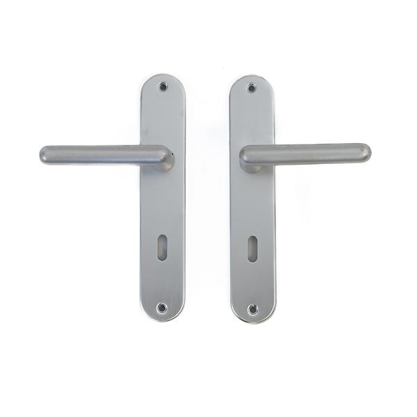 GO/ON - Ensemble poignées de porte aluminium argent 165mm trou serrure - large
