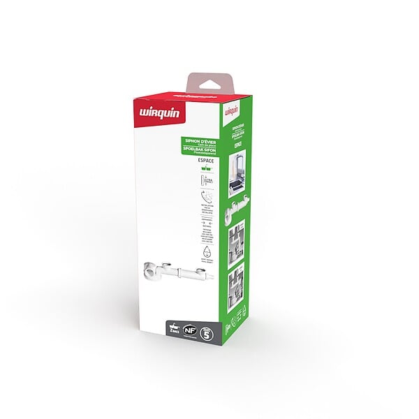 WIRQUIN - Tubulure avec siphon extra-plat ESPACE pour évier 2bac - large