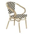 OVIALA - Fauteuil de terrasse bistrot parisien en aluminium et rotin noir - Madeleine - vignette