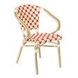 OVIALA - Fauteuil de terrasse bistrot parisien en aluminium et rotin rouge - Madeleine - vignette