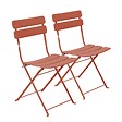OVIALA - Lot de deux chaises pliantes en acier terracotta - Annecy - vignette