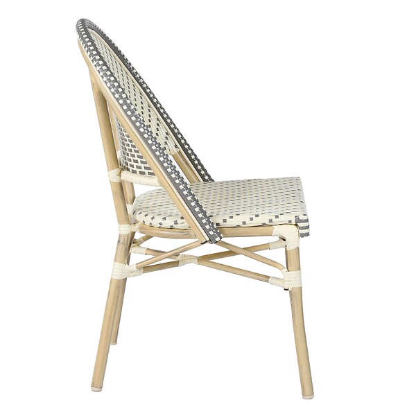 OVIALA - Chaise de terrasse bistrot parisien en aluminium et rotin gris - Marais - large