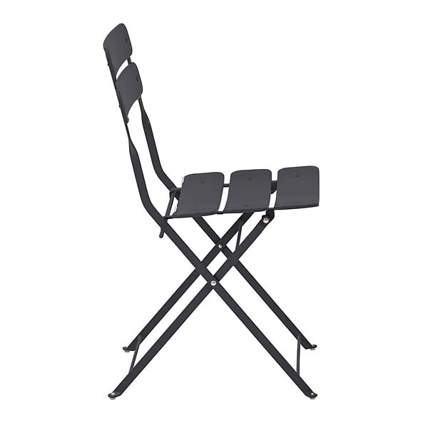 OVIALA - Lot de deux chaises pliantes en acier gris anthracite - Annecy - large