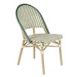 OVIALA - Chaise de terrasse bistrot parisien en aluminium et rotin vert foncé - Marais - vignette