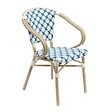 OVIALA - Fauteuil de terrasse bistrot parisien en aluminium et rotin bleu - Madeleine - vignette