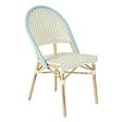 OVIALA - Chaise de terrasse bistrot parisien en aluminium et rotin bleu - Marais - vignette