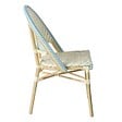 OVIALA - Chaise de terrasse bistrot parisien en aluminium et rotin bleu - Marais - vignette