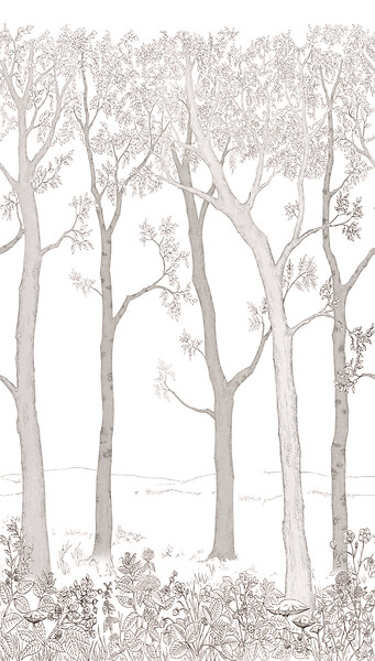 GRANDECO - Murale panoramique Arbres - Noir et blanc - L.159xH.280cm - large