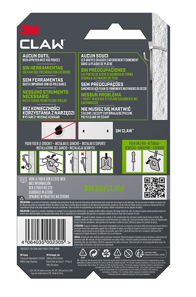 3M - Crochets pour tableaux spécial plaque de plâtre x2-11 kg - large