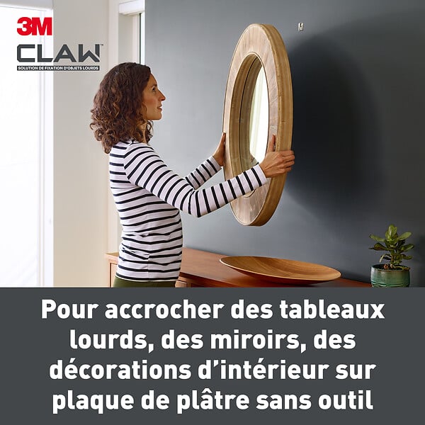 3M - Crochets pour tableaux spécial plaque de plâtre x2-11 kg - large