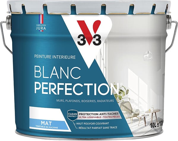 V33 PEINTURE - Peinture blanche haute couvrance - Mat - 10L - large