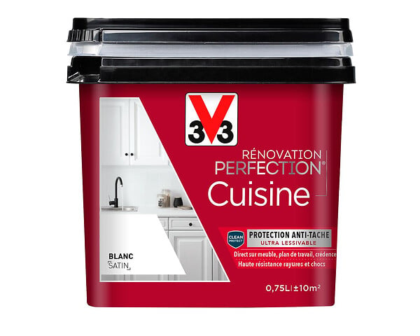 V33 PEINTURE - Peinture rénovation Cuisine satin blanc - 0,75L - large